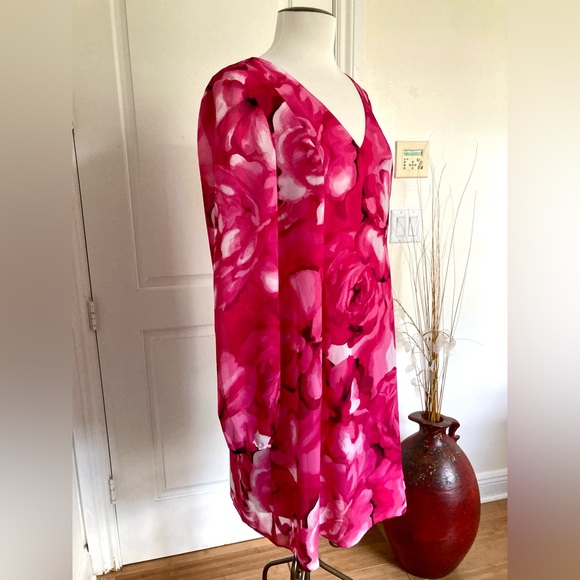 INC Floral Chiffon Bow Back Pink & Ivory Dress - Picture 4 of 7